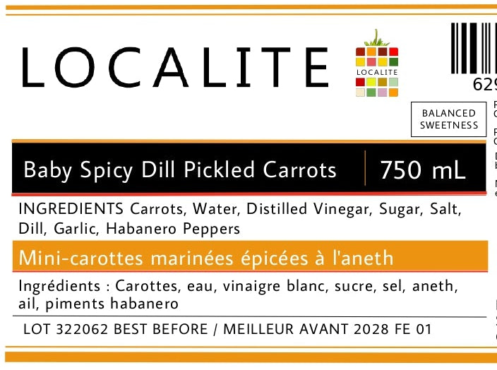Baby Spicy Dill Pickled Carrots 1 x 750ml