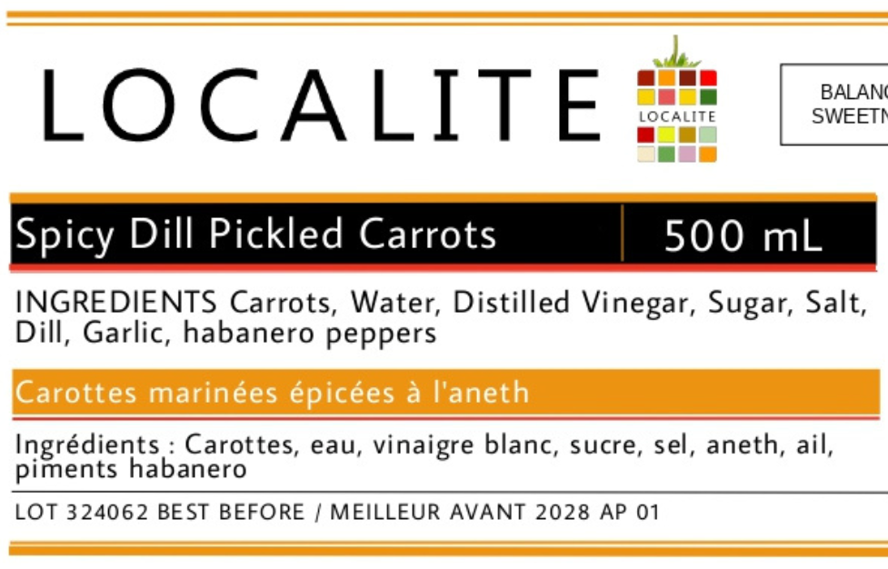 Spicy Dill Pickled Carrots 1 x 500ml