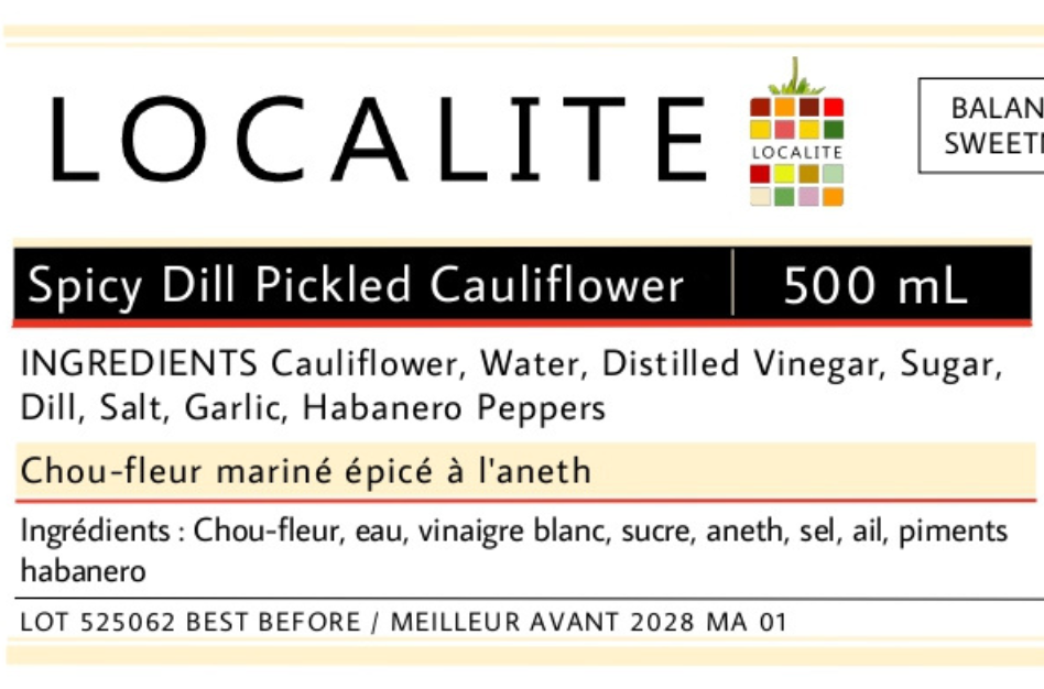 Spicy Dill Pickled Cauliflower 1 x 500ml