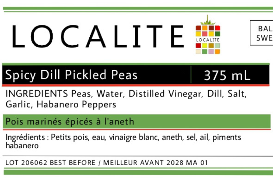 Spicy Dill Pickled Peas 1 x 375ml