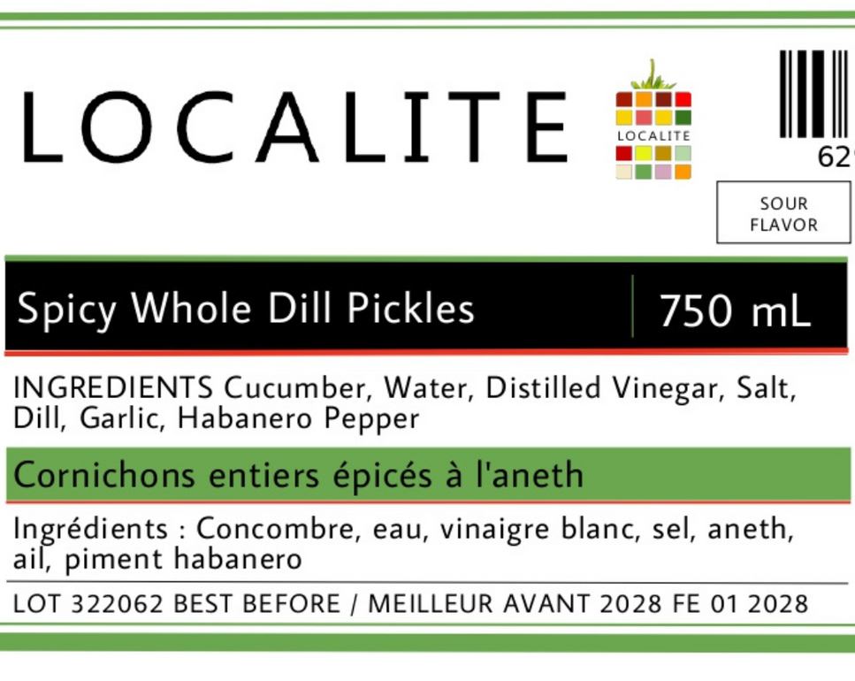 Spicy Whole Dill Pickles 1 x 750ml
