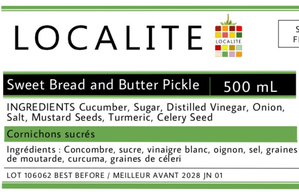 Sweet Bread & Butter Pickles 1 x 500ml