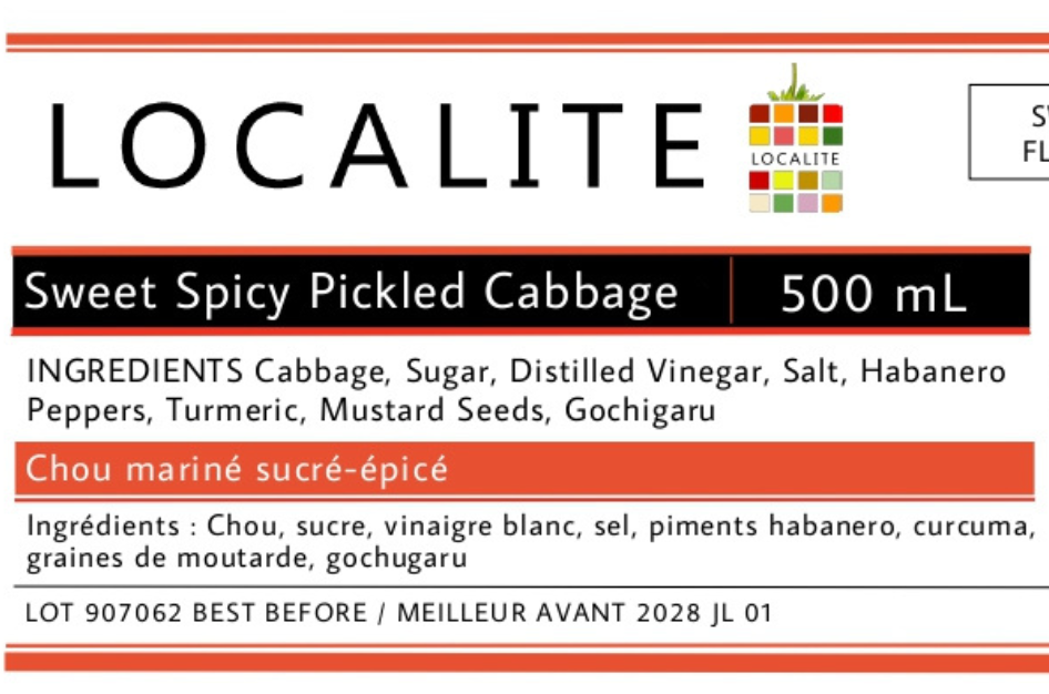 Sweet Spicy Pickled Cabbage 1 x 500ml
