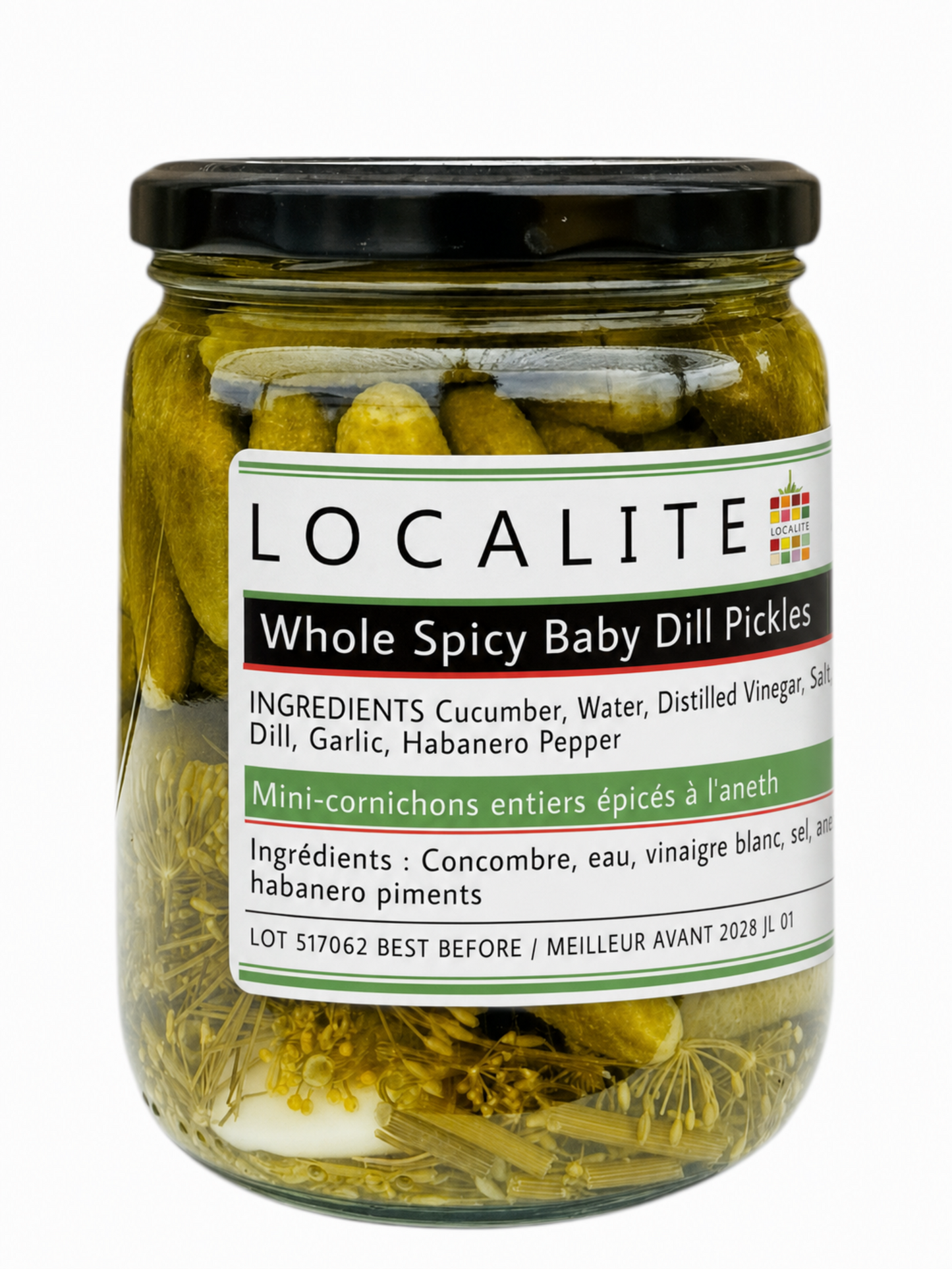 Whole Spicy Baby Dill Pickles 1 x 500ml